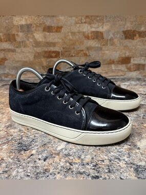 Lanvin DBB1 Sneakers Sz 8UK/ 9US Cap Toe Suede Patent Leather Low Top Blue